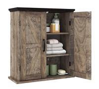 Costway Bathroom Wall Cabinet Farmhouse Medicine Cabinet w/ 2 Doors & Shelves in Grey COSTWAY Grey