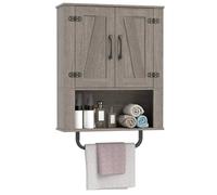 Costway Bathroom Wall Cabinet Wall Mounted Organizer Wooden Storage Cabinet in Grey COSTWAY Grey