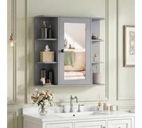 Costway Bathroom Wall Mounted Cabinet w/Mirror Shelves Modern Medicine Cabinet in Grey COSTWAY Grey