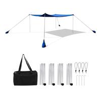 COSTWAY Beach Tent 10'x10' Sun Shelter for 6-8 Persons, Windproof Outdoor Canopy with 4 Poles 4 Sandbags, Ground Pegs and Carry Bag, Portable Family Sun Shade