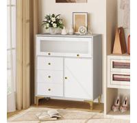 Costway Bedroom Chest Of Drawers Modern Storage Cabinet With 3 Drawers & 2 Doors