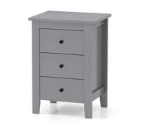 Costway Bedside Table Wooden Nightstand End Side Table W/ 3 Drawers-Grey