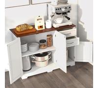 Costway Buffet Cabinet Kitchen Modern Storage Cabinet Adjustable Shelf-White