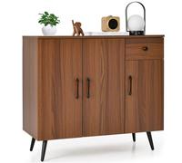 Costway Buffet Cabinet Kitchen Modern Storage Cabinet w/Pull-out Drawer in Walnut COSTWAY Walnut