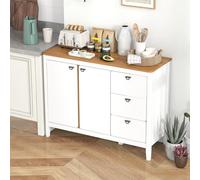 Costway Buffet Cabinet With 3 Drawers Wooden Kitchen Cupboard 2-Door Sideboard
