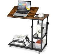 Costway C-Shaped Adjustable Bedside Table Couch Table W/ Wheels & Tiltable Tabletop