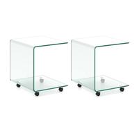 Costway C-Shaped End Table Tempered Glass Side Table with 2-tier shelf in Clear COSTWAY Clear