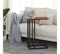 Costway C-Shaped Sofa Side Table Narrow Snack Table End Table in Brown COSTWAY Brown