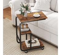 Costway C-Shaped Sofa Side Table With Lockable Casters Metal Frame