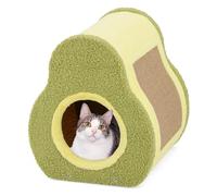 COSTWAY Cat House, Avocado-shaped Cats Cave Bed with Jute Scratching Board, Entry Hole, Kitten Condo Furniture for Indoor Cats, 35 x 33 x 40 cm