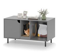 Costway Cat Litter Box Enclosure Large Hidden Cat Washroom W/ Storage-Grey