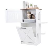 COSTWAY Cat Litter Box Enclosure, Modern Kitty Hidden Washroom Furniture