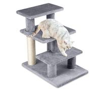 COSTWAY Cat Stairs, 3-Step Pet Easy Climb Ladder with Sisal Scratching Posts & 3 Large Platforms, 2-in-1 Indoor Elderly Cat Tree Tower Pet Steps for High Bed Sofa Couch (46 x 33 x 47cm)