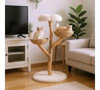 Costway Cat Tree 122 Cm Tall Real Wood Branch Kitten Tower W/ Flower Perch
