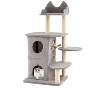 COSTWAY Cat Tree, 123cm Tall Multi-Layer Cats Tower with Plush Perch, 2-story Condo, 3 Hideaway Caves, Jumping Platforms & Sisal Scratching Posts, Kitten Activity Center for Indoor Cats