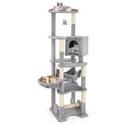 COSTWAY Cat Tree, 176cm Tall Cats Tower with Top Perch, Condo, Basket Bed, Hammock, Jumping Platforms, Sisal Scratching Posts & Hanging Toys, Multi-level Kitty Activity Center for Indoor Cats