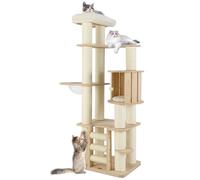 COSTWAY Cat Tree, 180cm Tall Cats Tower with Padded Perch, Condo, Space Capsule, Scratching Posts, 3-Step Ladder & Dangling Ball, Multi-level Kitty Activity Center for Indoor Cats
