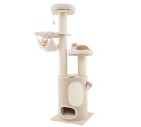 COSTWAY Cat Tree, 187cm Multi-Level Cats Tower with 2-Story Cat Condo, Sisal Scratching Posts & Mat, 2-Style Hammocks, Washable Cushions, Indoor Kitten Activity Furniture Play House