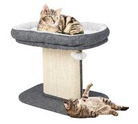 COSTWAY Cat Tree, 2-Tier Cats Tower with Soft Sleeping Perch, Sisal Scratching Panel Scratcher and Jingling Toy, Indoor Kitten Activity Center (Grey)
