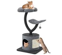 COSTWAY Cat Tree, 3-Tier Cat Tower with Top Perch, Condo, Scratching Posts & Dangling Ball, Cat House Activity Center for Indoor Kittens (44 x 44 x 88cm)