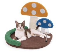 COSTWAY Cat Tree, Cats Claw Scratcher with Wide Large Platform, Sisal Scratching Board, Spring Ball, Mushroom-themed Kitten Activity Centre for Indoor Cats
