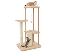COSTWAY Cat Tree, Cats Climbing Tower with Scratching Posts and Board, Dangling Balls, Washable Mat, Multi-level Kitten Activity Centre for Indoor Cats