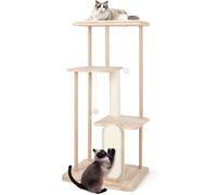 COSTWAY Cat Tree, Cats Climbing Tower with Scratching Posts and Board, Dangling Balls, Washable Mat, Multi-level Kitten Activity Centre for Indoor Cats