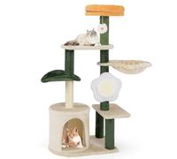 COSTWAY Cat Tree, Cats Climbing Tower with Sisal Scratching Post & Board, Condo, Hammock, Hanging Toy, Multi-level Kitty Activity Center for Indoor Cats
