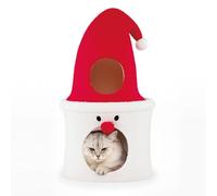 COSTWAY Cat Tree, Christmas Cats Climbing Tower with Condo, Plush Ball, Multi-Level Kitten Activity Center for Indoor Cats (75cm Tall, Santa Claus)