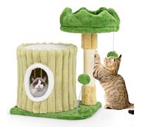 COSTWAY Cat Tree, Modern Cat Tower with Condo, Plush Padded Perch, Sisal Scratching Posts, Spring Toy & Dangling Ball, Small Kitten Activity Furniture for Indoor Cats