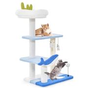 COSTWAY Cat Tree, Multi-Level Cat Climbing Tower with Sisal Scratching Posts, Top Perch, Hanging Toys, Ocean-Themed Kitten Activity Center for Indoor Cats (93cm Tall)