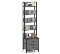 COSTWAY CD Storage Rack with Drawers, 5-Tier DVD Shelf Unit Vinyl Holder