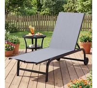 Costway Chaise Lounge Chair w/Wheels 6-Position Recliner w/181° Full Flat in Grey COSTWAY Grey