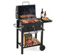 Costway Charcoal Grill Portable Bbq Grill W/adjustable Charcoal Tray Foldable Side Tables