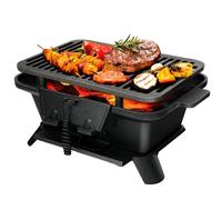 Costway Charcoal Grill Portable Cast Iron Barbecue Grill in Black COSTWAY Black