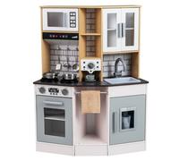 Costway Chef Pretend Play Set W/ Cookware Accessories Kids Play Kitchen Light & Sound Grey