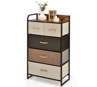 Costway Chest Of Drawer With 5 Foldable Drawers Storage Tower