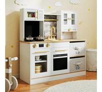 Costway Children's Wooden Play Kitchen With Stove And Sounds-Natural