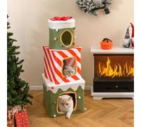 Costway Christmas Cat Tree 120 Cm Cute Cat Gift Box Tower With 3 Condos