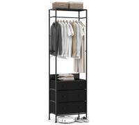 COSTWAY Clothes Rail, Freestanding Metal Garment Rack Clothes Stand with 3-Level Hanging Rail, 3 Fabric Drawers and Storage Shelf, Open Wardrobe Coat Organiser for Bedroom Closet Hallway (Black)