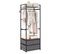 COSTWAY Clothes Rail, Freestanding Metal Garment Rack Coat Stand with Hanging Rail, 3 Fabric Drawers, Storage Shelf & Side Hooks, Industrial Open Wardrobe Clothing Organiser for Bedroom Closet Hallway