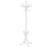 COSTWAY Coat Rack, 12 Hooks Freestanding Clothes Hat Hanger Stand with Umbrella Holder, Solid Wood Display Hall Tree Storage Organiser Unit for Home Bedroom, Hallway, Entryway and Office (White)