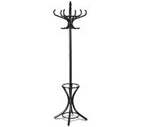 COSTWAY Coat Rack, 12 Hooks Freestanding Clothes Hat Hanger Stand with Umbrella Holder, Solid Wood Display Hall Tree Storage Organiser Unit for Home Bedroom, Hallway, Entryway and Office (Black)