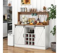 Costway Coffee Bar Cabinet W/ Charging Station 120Cm Wine Cabinet Removable Wine Rack