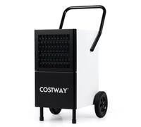 COSTWAY Commercial Dehumidifier, Coverage Industrial Air Dehumidifiers Building Dryer with Pump, Continuous Drainage, 2 Speed, Auto Defrost, 24H Timer & Wheels (White+Black, 80L/Day)