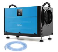 COSTWAY Commercial Dehumidifier, Industrial Compressor Dehumidifiers with Auto/Continuously Dry/Sleep Mode, 24H Timer, Auto Defrost, Memory Starting, LED Display & Drain Hose (Blue, 70L/Day)
