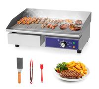 COSTWAY Commercial Electric Griddle, 2800W Full Flat Countertop Electric Hotplate with 50℃-300℃ Temperature Control & Accessories, Stainless Steel Bacon Fryer Steak Kitchen Business Catering Grill