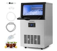 Costway Commercial Ice Maker 23 KG/24H Ice Machine w/ 5 KG Storage Capacity in Silver COSTWAY Silver