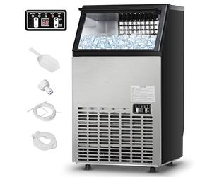 COSTWAY Commercial Ice Maker Machine, 50kg/24H Stainless Steel Ice Cube Maker, 15kg Ice Storage Capacity, Digital Control Refrigeration, Auto Clean Ice Making Machine for Bar Restaurant