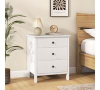 Costway Compact Storage Chest Bedroom Nightstand W/ 3 Drawer-White